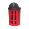RHINO Series 32 Gallon Thermoplastic Slatted Steel Trash Receptacle With Dome Top And Liner