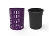 RHINO Series 32 Gallon Thermoplastic Slatted Steel Trash Receptacle With Dome Top And Liner