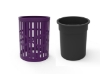 RHINO Series 32 Gallon Thermoplastic Slatted Steel Trash Receptacle With Dome Top And Liner