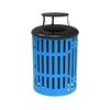 RHINO Series 32 Gallon Thermoplastic Slatted Steel Trash Receptacle With Bonnet Top And Liner
