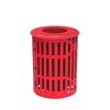 RHINO Series 32 Gallon Thermoplastic Slatted Steel Trash Receptacle With Flat Top And Liner