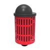 RHINO Series 32 Gallon Thermoplastic Slatted Steel Trash Receptacle With Bonnet Top And Liner - Surface Mount