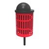 RHINO Series 32 Gallon Thermoplastic Slatted Steel Trash Receptacle With Bonnet Top And Liner -InGround Mount