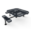 Surface Mount - Expanded Metal - ELITE 46” Nexus Octagon Thermoplastic Polyethylene Coated Pedestal ADA Picnic Table with 3 Attached Seats