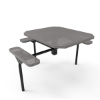 Inground Mount - Perforated Metal - ELITE 46” Nexus Octagon Thermoplastic Polyethylene Coated Pedestal ADA Picnic Table with 3 Attached Seats
