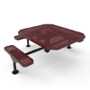Surface Mount - Perforated Metal - ELITE 46” Nexus Octagon Thermoplastic Polyethylene Coated Pedestal ADA Picnic Table with 3 Attached Seats