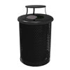 Perforated Metal - Bonnet Lid - ELITE 55 Gallon Thermoplastic Steel Trash Receptacle with Liner and Flat or Bonnett Lid Option