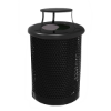 Perforated Metal - Bonnet Lid - ELITE 55 Gallon Thermoplastic Steel Trash Receptacle with Liner and Flat or Bonnett Lid Option