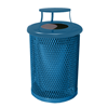 Expanded Metal - Bonnet Lid - ELITE 55 Gallon Thermoplastic Steel Trash Receptacle with Liner and Flat or Bonnett Lid Option