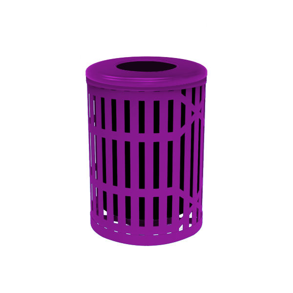 Flat Lid - ELITE 55 Gallon Thermoplastic Slatted Steel Trash Receptacle with Liner and Flat or Bonnett Lid Option