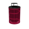 Bonnet Lid - ELITE 55 Gallon Thermoplastic Slatted Steel Trash Receptacle with Liner and Flat or Bonnett Lid Option