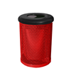 Expanded Metal - Flat Top - RHINO 55 Gallon Thermoplastic Steel Trash Receptacle with Liner and Flat or Bonnet Lid Option