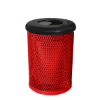 Expanded Metal - Flat Top - RHINO 55 Gallon Thermoplastic Steel Trash Receptacle with Liner and Flat or Bonnet Lid Option