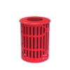 Flat Lid - RHINO 55 Gallon Thermoplastic Slatted Steel Trash Receptacle with Liner and Flat or Bonnet Lid Option