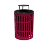 Bonnet Lid - RHINO 55 Gallon Thermoplastic Slatted Steel Trash Receptacle with Liner and Flat or Bonnet Lid Option
