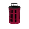 Bonnet Lid - RHINO 55 Gallon Thermoplastic Slatted Steel Trash Receptacle with Liner and Flat or Bonnet Lid Option