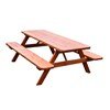 6 Ft. Traditional Wooden Picnic Table with 2 Attached Benches	
