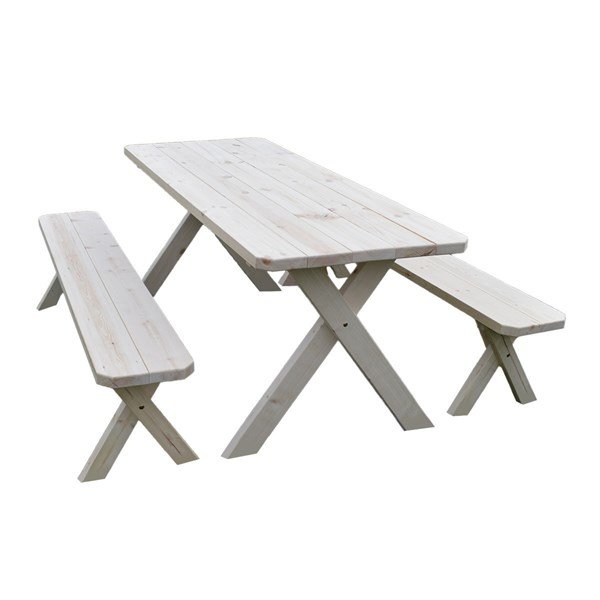 	5 Ft. Crossleg Table With 2 Benches