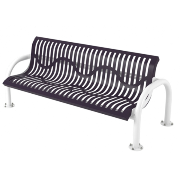 6 ft Modern Ribbed Steel Metal Bench