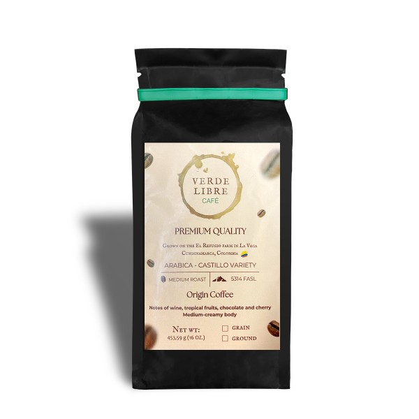 Picture of Leisure Premium Colombian Verde Libre Coffee - Medium Roast, 1 lb