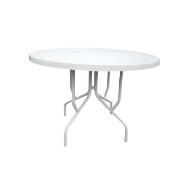 Picture of 42" Round Classic Fiberglass Top Patio Dining Table with Aluminum Frame, Extra Support