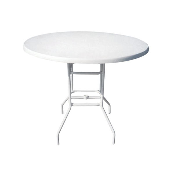 CB-48F - 48" Round Classic Fiberglass Top Bar Table with Aluminum Frame
