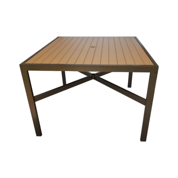 Picture of Square Eco Faux Wood Dining Table with  Aluminum Frame,  36", 42"  or 48"