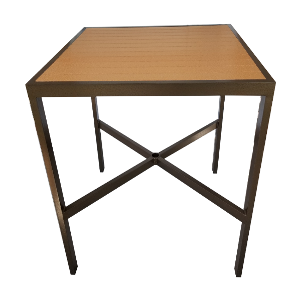 Picture of 42" Square Eco Faux Wood Bistro Bar Table, Aluminum Frame