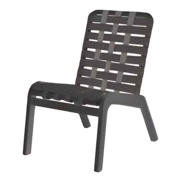 Picture of Malibu Vinyl Strap Crossweave Dining Armless Chair with Stackable Marine Grade Polymer Frame