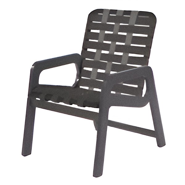 Picture of Malibu Vinyl Strap Crossweave Dining Armchair with Stackable Marine Grade Polymer Frame