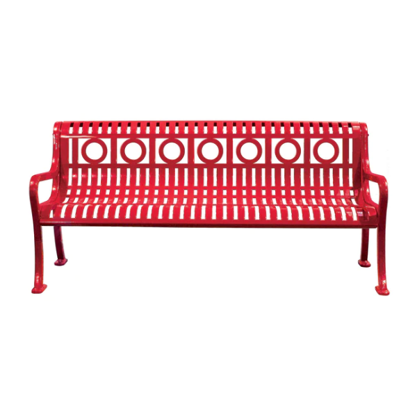 Picture of 6 Ft. Rolled Ring Style Thermoplastic Contoured Steel Armed Bench
