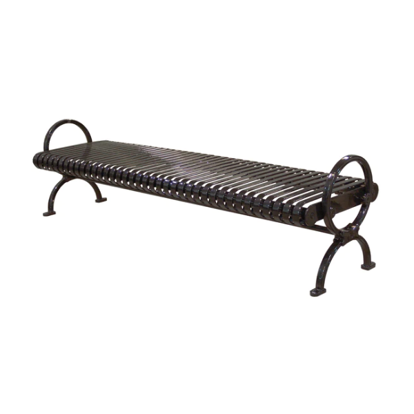 Backless Bench with Cast Iron Frame