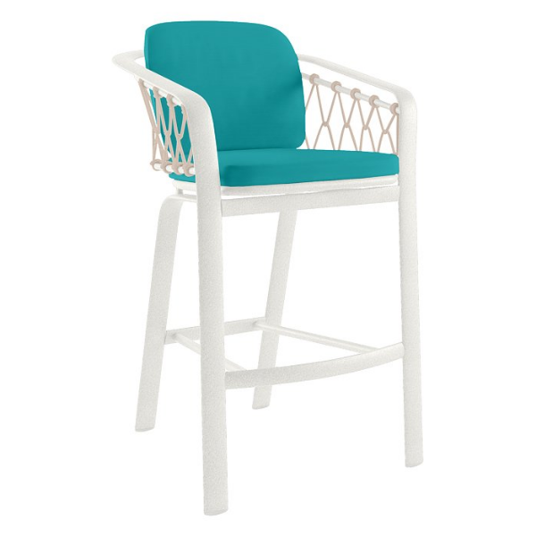 Picture of Trelon  Bar Stool with Rope Backing and Aluminum Frame - 21 lbs.