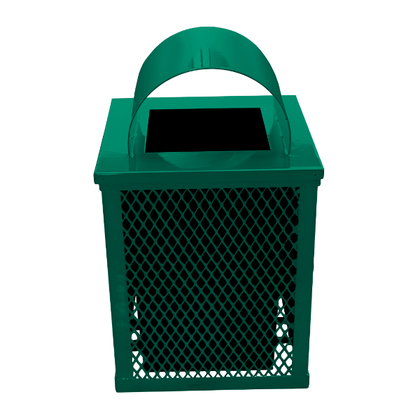 32 Gallon Square Expanded Metal Thermoplastic Coated Trash Receptacle	