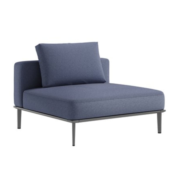Platform Armless Lounge Chair Deep Cushion Modular Seating with Aluminum Frame - 62.5 lbs. 