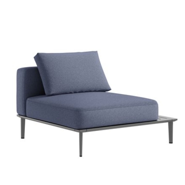 Platform Armless Lounge Chair Deep Cushion Modular Seating with Left Side Table - 57.5 lbs. 