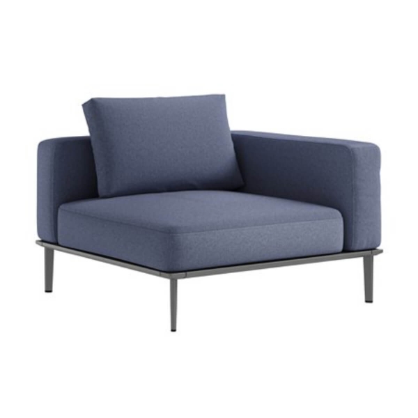 Platform Left Corner Lounge Chair Deep Cushion Modular Seating with Aluminum Frame - 74 lbs. 