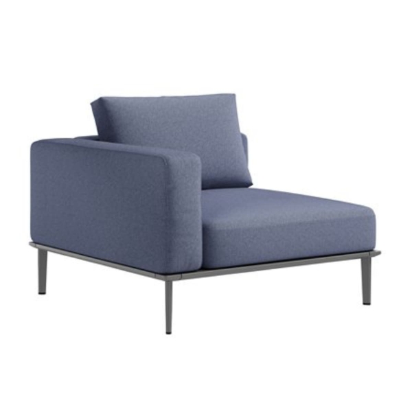 Platform Right Corner Lounge Chair Deep Cushion Modular Seating with Aluminum Frame - 74 lbs. 