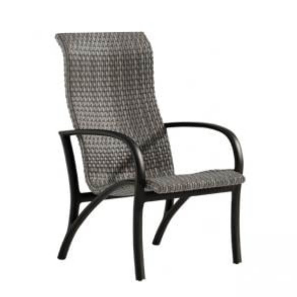 Ronde Woven Bucket Style High Back Dining Chair with Aluminum Frame - 17 lbs.
