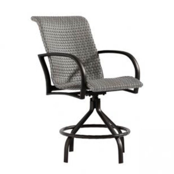 Ronde Woven Bucket Style Swivel Bar Stool with Aluminum Frame - 20 lbs.