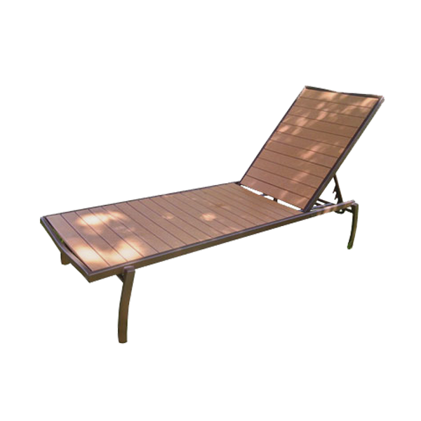 Picture of Eco Faux Wood Armless Chaise Lounge with Commercial Aluminum Frame