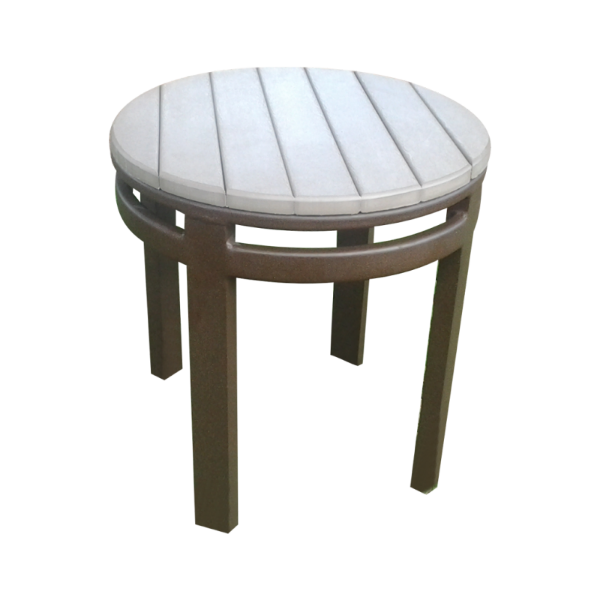 Picture of 18" Round Rimless  Eco Faux Wood Side Table, Aluminum Frame