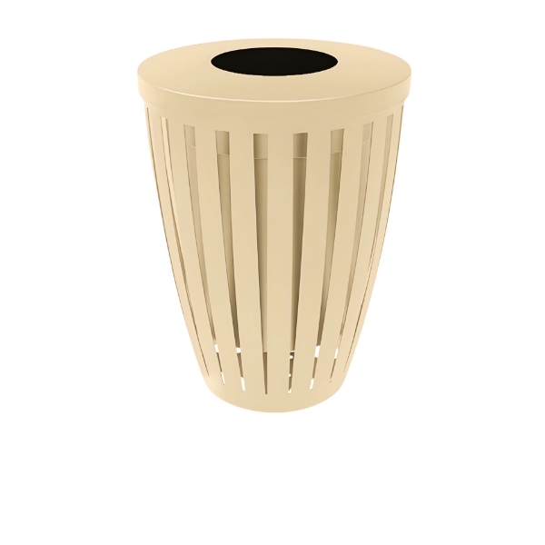 Picture of ELITE 32 Gallon Downtown Thermoplastic Tapered Trash Receptacle with Flat Top and Liner - 139 lbs. - Quick Ship