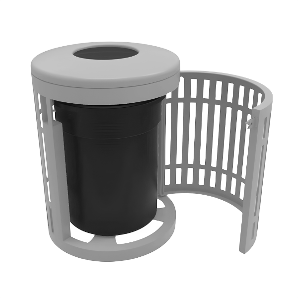 Elite Series 32 Gallon Downtown Thermoplastic Trash Receptacle With Liner	