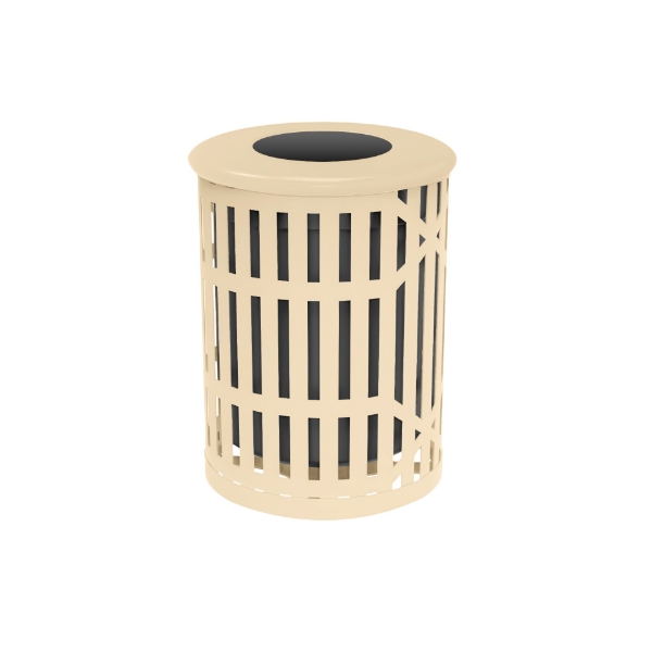 Elite Series 32 Gallon Thermoplastic Slatted Steel Trash Receptacle