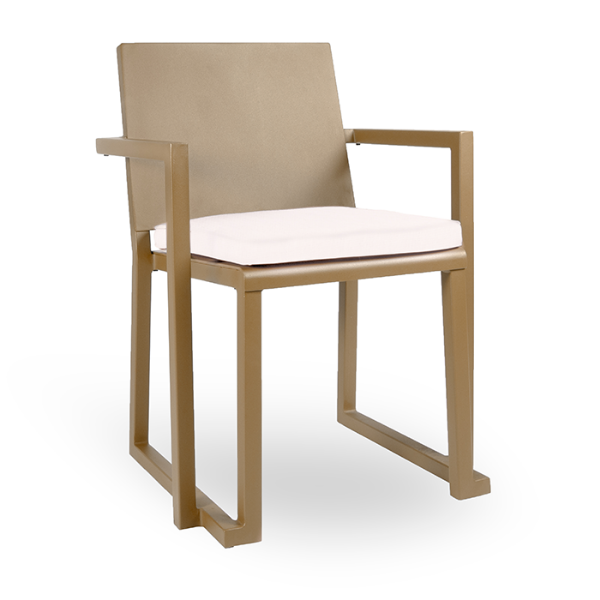 Barcino Dining Chair with Anodized Aluminum Frame and Cushion Seat - Sand