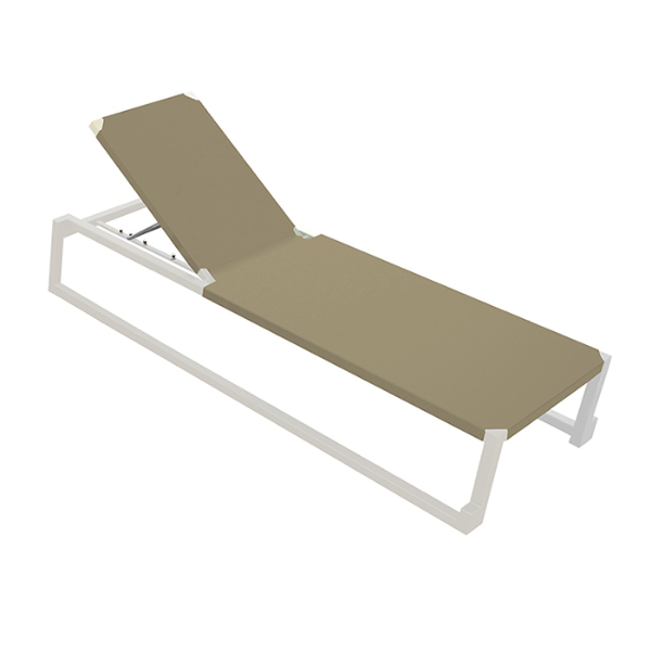 Sand Base on White Seat - Barcino Sling Chaise Lounge with Commercial Aluminum Frame - 42.4 lbs.
