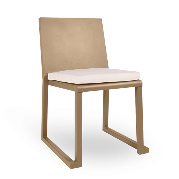 Sand - Barcino Armless Patio Chair with Commercial Aluminum Frame and Cushion Seating - 17.6 lbs. 