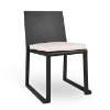 Black - Barcino Armless Patio Chair with Commercial Aluminum Frame and Cushion Seating - 17.6 lbs. 