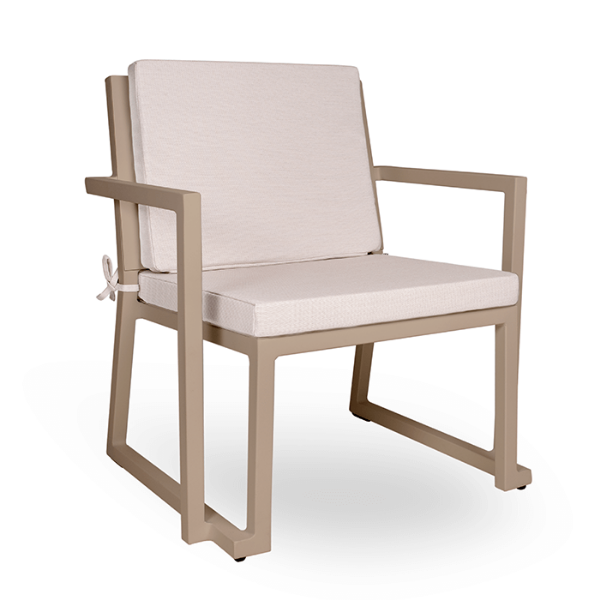 Sand - Barcino Conversational Armchair with Commercial Aluminum Frame and Cushion Seat - 18.1 lbs. 